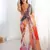Mesmerizing multi color chinon printed saree with blouse