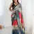 Pretty grey chinon festival wear saree with blouse
