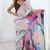Attractive multi color chinon traditional saree with blouse