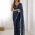 Stunning blue chiffon sequins saree with blouse