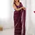 Gorgeous wine beads work chiffon saree with blouse