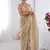 Gorgeous beige organza beads work saree with blouse