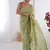 Adorable pista green sequins organza saree with blouse