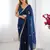 Glamourous blue beads work party wear saree with blouse