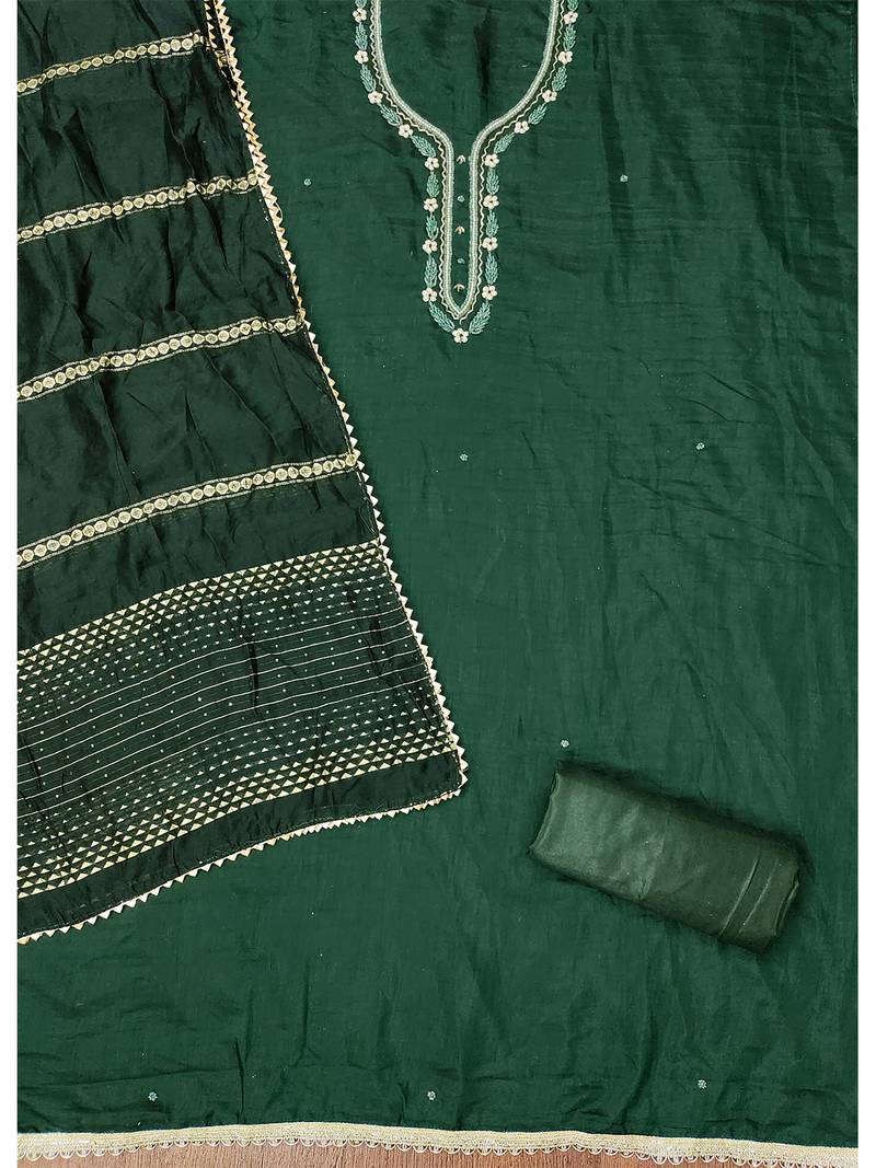 Purple unstitched handwork and fancy border parampara cotton dress material