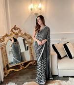 black Georgette sequin saree With Blouse Set