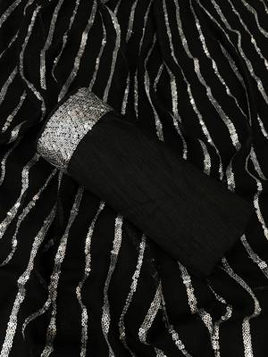 black Georgette sequin saree With Blouse Set 4