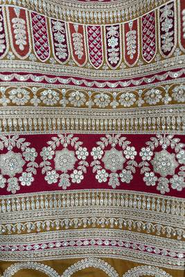 Double Dupatta Raw Silk Gold Designer Lehenga with Unstitched Blouse 2