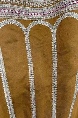 Double Dupatta Raw Silk Gold Designer Lehenga with Unstitched Blouse 3