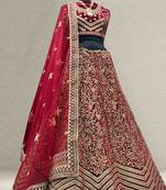 Kashmiri Work Royal Maroon Lehenga With Unstitched Blouse