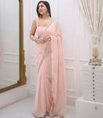 New Georgette Beautiful Sequence saree With Blouse Set