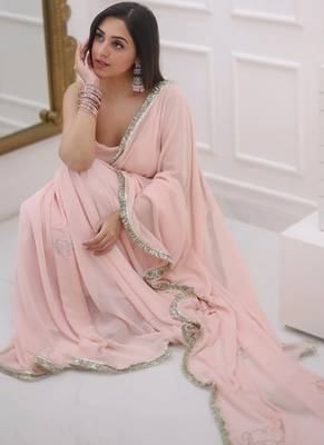 New Georgette Beautiful Sequence saree With Blouse Set 3