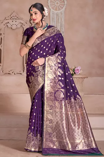  wine traditional art silk saree comes with matching blouse
