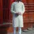 White cotton full sleeve kashi block kurta for mens
