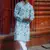 Sky blue cotton full sleeve blushing sky handblock kurta for mens