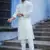 White cotton full sleeve snow petal kurta for mens