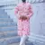 Pink cotton full sleeve blush fusion kurta for mens