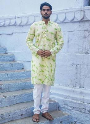 Green cotton full sleeve mint serenade kurta for mens 2
