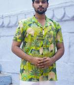 Green cotton Half sleeve jungle explorer Shirt for mens