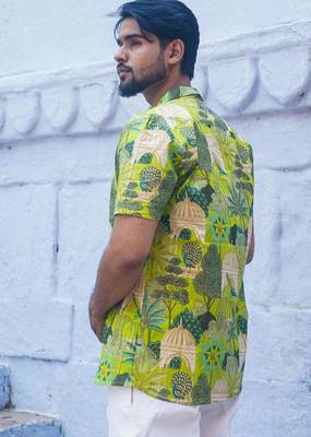Green cotton Half sleeve jungle explorer Shirt for mens 2