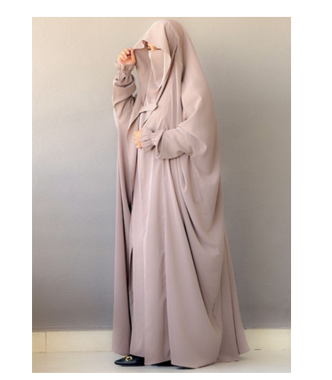 Modest Taupe Irani Jilbab with Niqab | Full-Length Firdous Fabric for Daily Wear 1