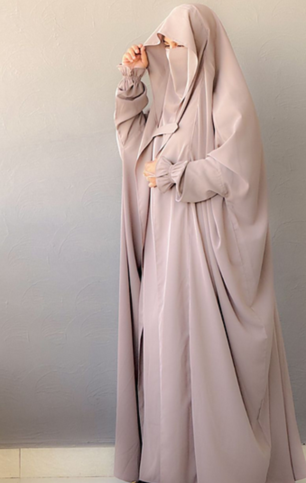 Saudi or Irani Jilbab Full Length Beige and Noise Pc Firdous Fabric