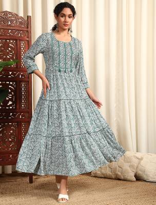 Rayon-dobby long dress 1