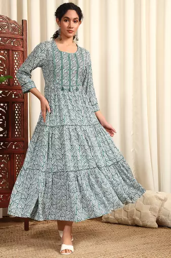 Rayon-dobby long dress