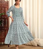 Rayon-dobby long dress