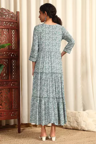 Rayon-dobby long dress