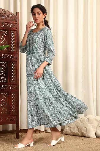 Rayon-dobby long dress