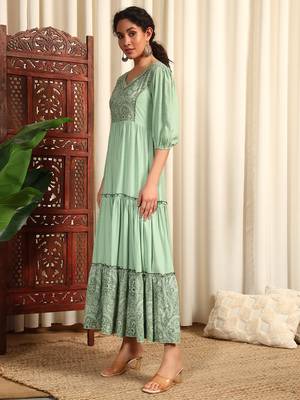 Rayon-dobby long dress 5
