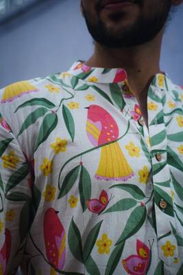 Multicolour cotton full sleeve blossom elegance ensemble kurta pajama for mens 4