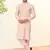 Peach silk plain kurta pyjama for mens wear