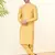 Yellow silk plain kurta pyjama for mens wear