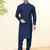 navy blue silk plain kurta pyjama