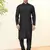 Black silk plain kurta pyjama for mens wear