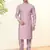 Pink silk plain kurta pyjama for mens wear