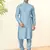 Blue silk plain kurta pyjama for mens wear