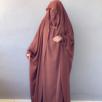 Modest Coffee Brown Irani Jilbab with Niqab | Full-Length Firdous Fabric for Daily Wear 1