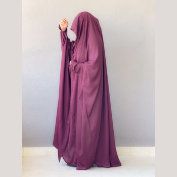 Saudi or Irani Jilbab Full Length Wine and Noise Pc Firdous Fabric 2