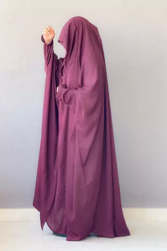 Saudi or Irani Jilbab Full Length Wine and Noise Pc Firdous Fabric