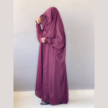 Saudi or Irani Jilbab Full Length Wine and Noise Pc Firdous Fabric 4