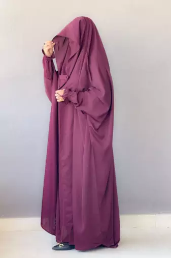 Saudi or Irani Jilbab Full Length Wine and Noise Pc Firdous Fabric