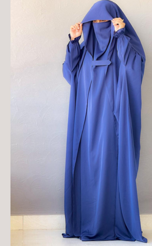 Saudi or Irani Jilbab Full Length Blue and Noise Pc Firdous Fabric