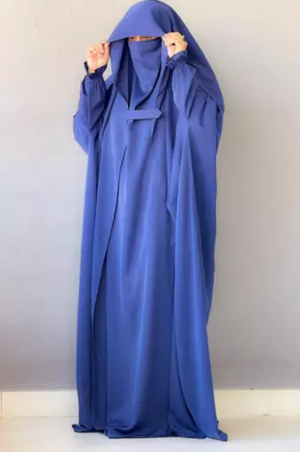 Saudi or Irani Jilbab Full Length Blue and Noise Pc Firdous Fabric