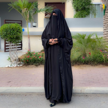 Modest Black Irani Jilbab with Niqab | Full-Length Firdous Fabric for Daily Wear 1