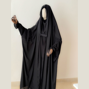 Modest Black Irani Jilbab with Niqab | Full-Length Firdous Fabric for Daily Wear 2
