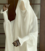 Saudi or Irani Jilbab Full Length White and Noise Pc Firdous Fabric