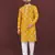 Yellow embroidered silk straight kurta